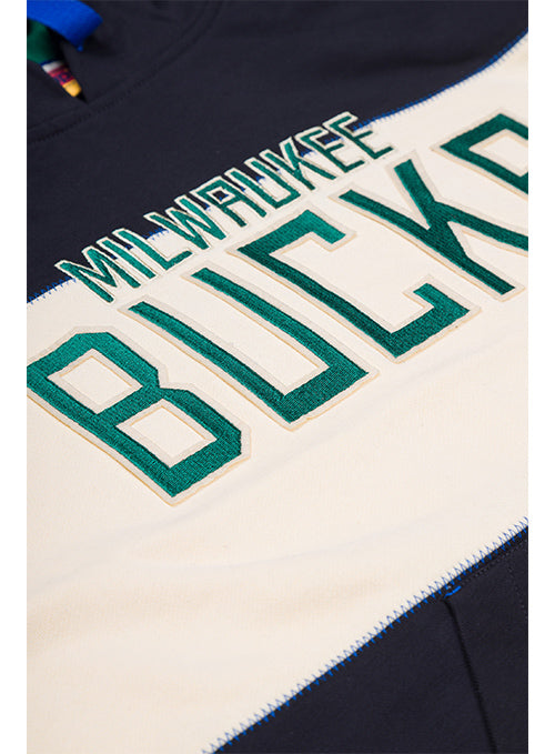 Pupil Colorblock Wordmark Milwaukee Bucks Hooded Sweatshirt In Black - Zoom View On Graphic
