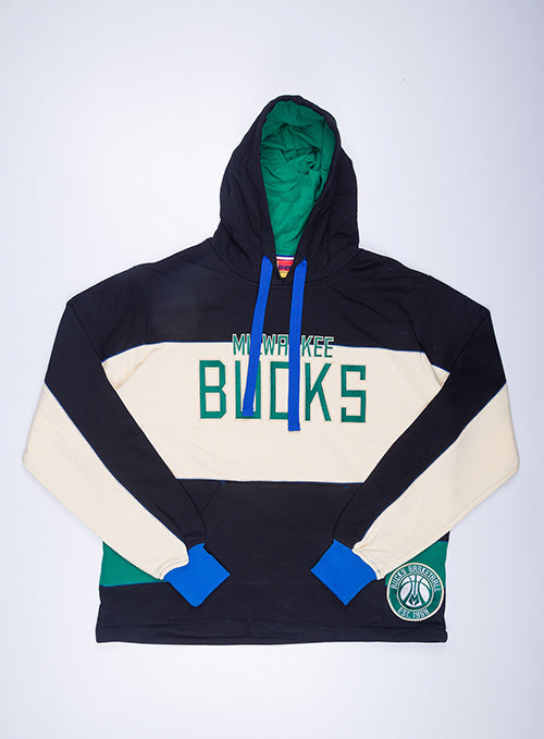 Pupil Colorblock Wordmark Milwaukee Bucks Hooded Sweatshirt In Black - Front View