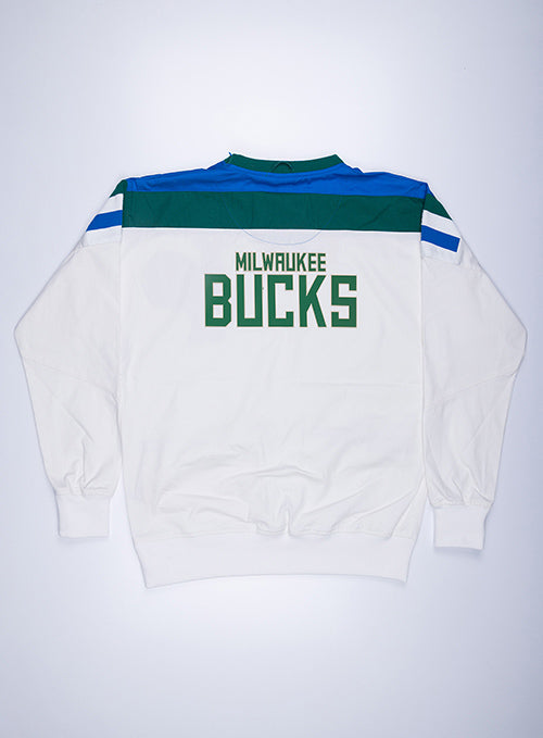 Pupil 3 Logos Milwaukee Bucks Crewneck Sweatshirt In White - Back View