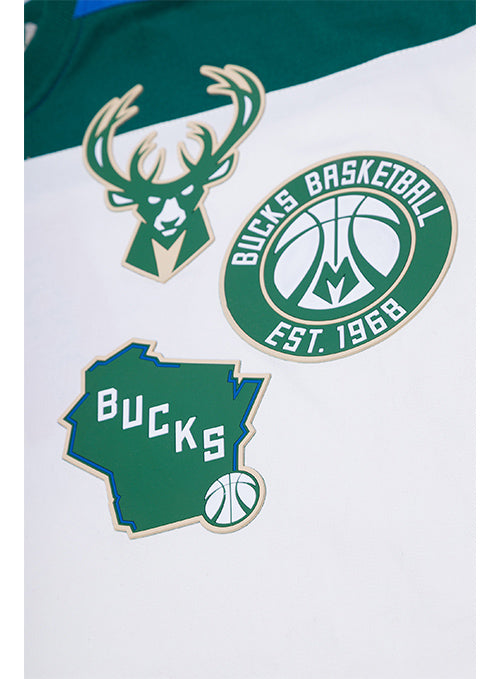 Pupil 3 Logos Milwaukee Bucks Crewneck Sweatshirt In White - Zoom View On Graphics