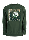 New Era French Terry M Ball Green Milwaukee Bucks Crewneck Sweatshirt