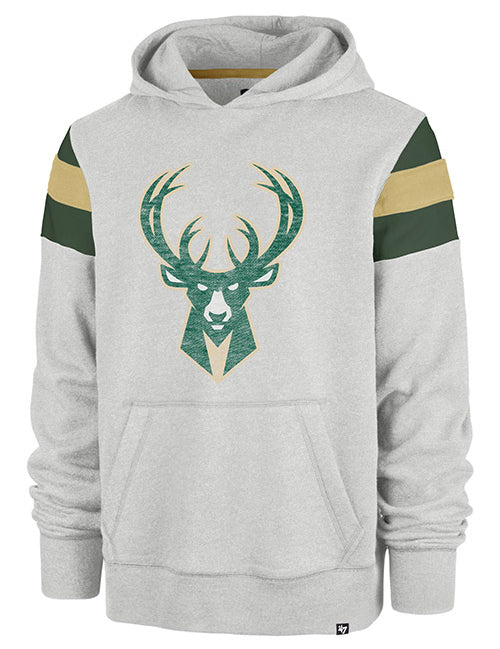 '47 Brand Premier Nico Milwaukee Bucks Hooded Sweatshirt In Grey - Front View