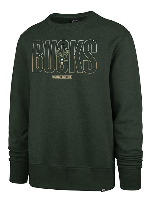 '47 Brand Split Squad Headline Milwaukee Bucks Crewneck Sweatshirt In Green - Front View