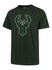 '47 Brand Pop Imprint Milwaukee Bucks T-Shirt In Green - Front View