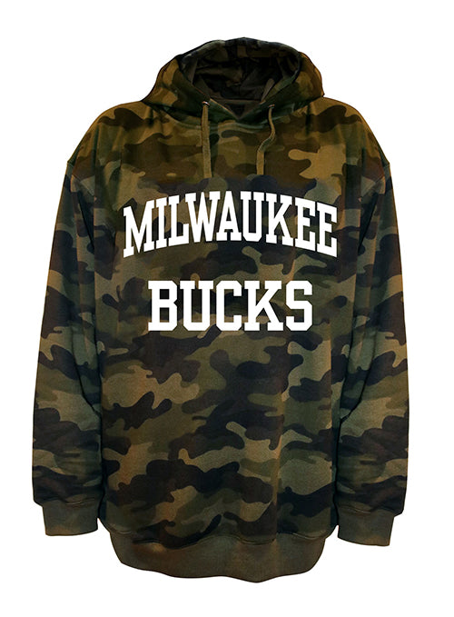 Big & Tall Fanatics Camouflage Wordmark Milwaukee Bucks Hooded Sweatshirt - Front View
