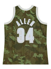 Mitchell & Ness HWC 2000 Ghost Ray Allen Milwaukee Bucks Swingman Jersey In Green Camouflage & White - Back View