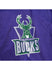 Mitchell & Ness HWC Undeniable Milwaukee Bucks Full Zip Windbreaker Jacket In Purple & Green - Zoom View On Front Left Chest Logo