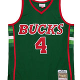 Mitchell & Ness HWC 1983 Sidney Moncrief Milwaukee Bucks Swingman Jersey In Green, Red & White - Front View