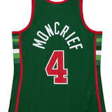 Mitchell & Ness HWC 1983 Sidney Moncrief Milwaukee Bucks Swingman Jersey In Green, Red & White - Back View