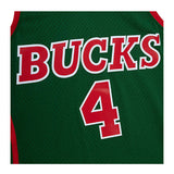 Mitchell & Ness HWC 1983 Sidney Moncrief Milwaukee Bucks Swingman Jersey In Green, Red & White - Zoom View On Front