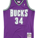 Mitchell & Ness Hardwood Classics 2000 Ray Allen Milwaukee Bucks Swingman Jersey In Purple - Front View