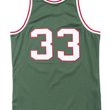 Mitchell & Ness Hardwood Classics 1970 Kareem Abdul-Jabbar Milwaukee Bucks Swingman Jersey In Green - Back View