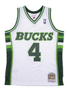 Mitchell & Ness HWC 1988 Sidney Moncrief Milwaukee Bucks Swingman Jersey In White & Green - Front View