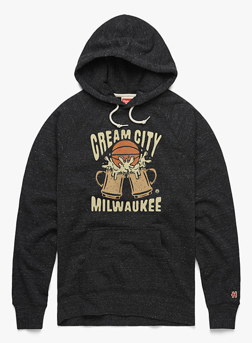 Homage Cream City Basketball Milwaukee Bucks Hooded Sweatshirt In Black - Front View