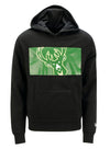 New Era Boxed Icon Black Milwaukee Bucks Hooded Sweatshirt In Black & Green - Front View