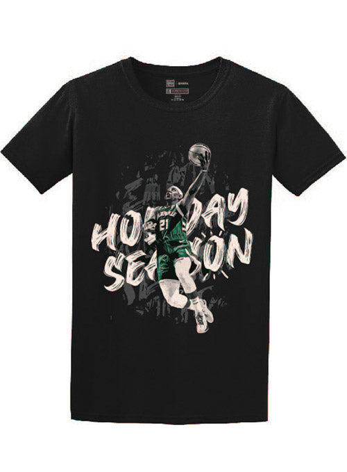 Item Of The Game Mural Jrue Holiday Milwaukee Bucks T-Shirt In Black - Front View