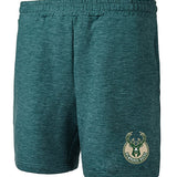 Concepts Sport Powerplay Lounge Milwaukee Bucks Shorts In Green - Front View