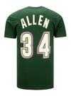 Mitchell & Ness Hardwood Classics Ray Allen Milwaukee Bucks T-Shirt In Green - Back View