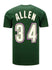 Mitchell & Ness Hardwood Classics Ray Allen Milwaukee Bucks T-Shirt In Green - Back View