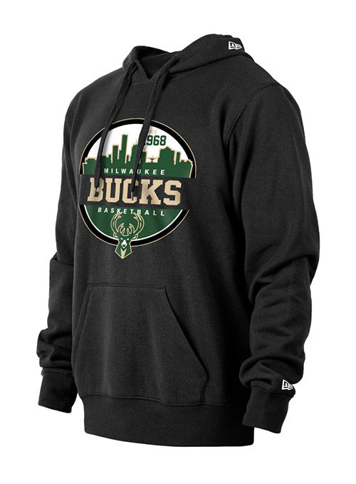 New Era 2022 Tip-Off Milwaukee Bucks Hooded Sweatshirt In Black - Angled Front Left View
