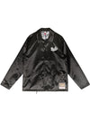 Mitchell & Ness Doodle Milwaukee Bucks Coaches Snap Jacket In Black - Front View