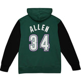 Mitchell & Ness HWC '93 Ray Allen Milwaukee Bucks Hooded Sweatshirt In Green & Black - Back View