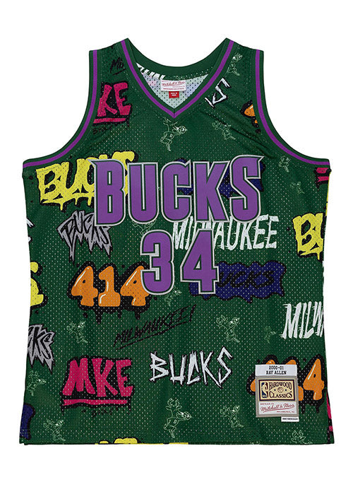 Mitchell & Ness Milwaukee Bucks #34 Ray Allen dark green Swingman Jersey
