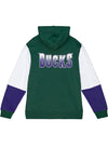 Mitchell & Ness Hardwood Classics 1993 Fusion 2.0 Milwaukee Bucks Hooded Sweatshirt In Green, White & Purple - Back View