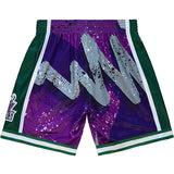 Mitchell & Ness Hyper Hoops Milwaukee Bucks Swingman Shorts In Purple & Green - Back View