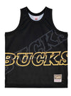 Mitchell & Ness Big Face 4.0 Milwaukee Bucks Tank In Black & Gold - Front View