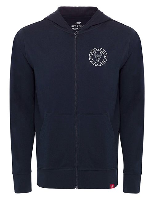 Sportiqe Havasu Denali Milwaukee Bucks Full Zip Hooded Shirt In Blue - Front View