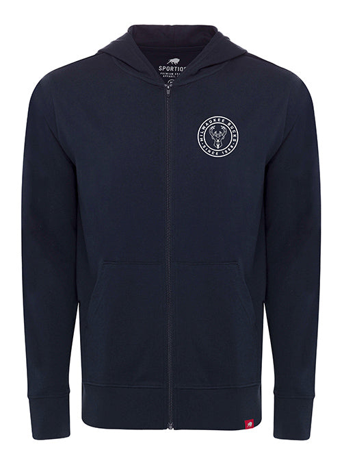 Sportiqe Havasu Denali Milwaukee Bucks Full Zip Hooded Shirt In Blue - Front View
