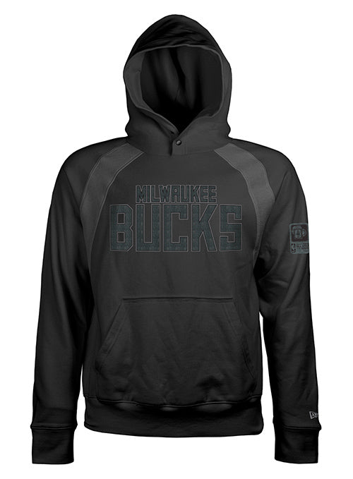 New Era Letter Black Milwaukee Bucks Hooded Sweatshirt - Front View