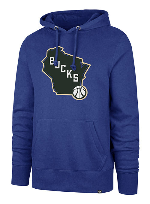 '47 Brand Headline Imprint State Milwaukee Bucks Hooded Sweatshirt In Blue - Front View