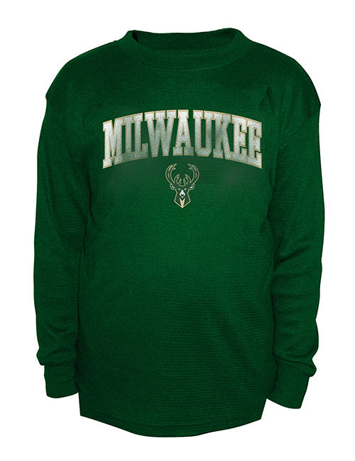 Big & Tall Profile Deer Green Milwaukee Bucks Long Sleeve Thermal T-Shirt In Green - Front View