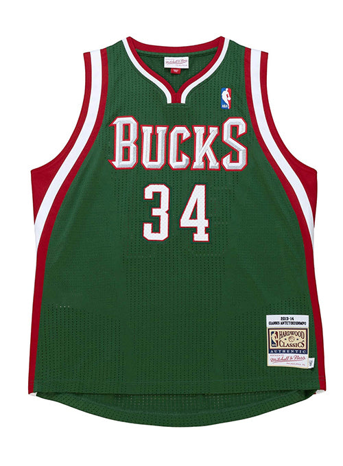 Mitchell & Ness HWC 2013 Giannis Antetokounmpo Milwaukee Bucks Authentic Jersey In Green - Front View
