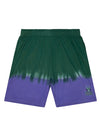 Mitchell & Ness HWC 90's Tie Dye Milwaukee Bucks Shorts In Green & Purple - Front View