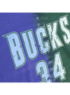Mitchell & Ness HWC Ray Allen Tie Dye Milwaukee Bucks Tank In Green & Purple - Zoom View On Front Graphic