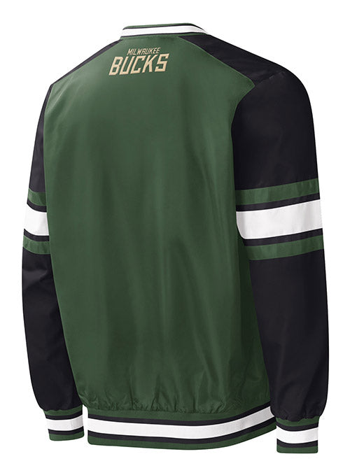 Starter Yard Line Milwaukee Bucks Pullover In Green & Black - Back View