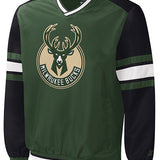 Starter Yard Line Milwaukee Bucks Pullover In Green & Black - Front View
