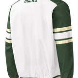 Starter The Recruit Milwaukee Bucks V-Neck Pullover In White, Green & Cream - Back View