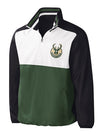 G-III Fly Out Milwaukee Bucks 1/2 Zip Pullover In Green, White & Black - Front View
