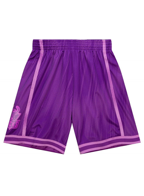 Mitchell & Ness HWC '93 Monochrome Milwaukee Bucks Swingman Shorts In Purple - Front View