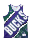 Mitchell & Ness HWC '93 Jumbotron Milwaukee Bucks Tank In Purple, Green & White - Front View