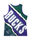 Mitchell & Ness HWC '93 Jumbotron Milwaukee Bucks Tank In Purple, Green & White - Back View