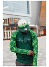 Bucks In Six For The Culture All Over Print Icon Milwaukee Bucks Raglan Long Sleeve T-Shirt In Green - Front View On Model