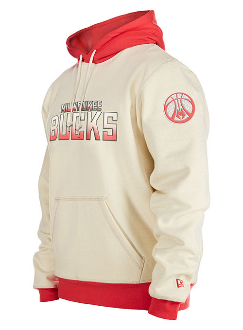 New Era Colorpack Bright Red White Milwaukee Bucks Hoodie - Left Front View
