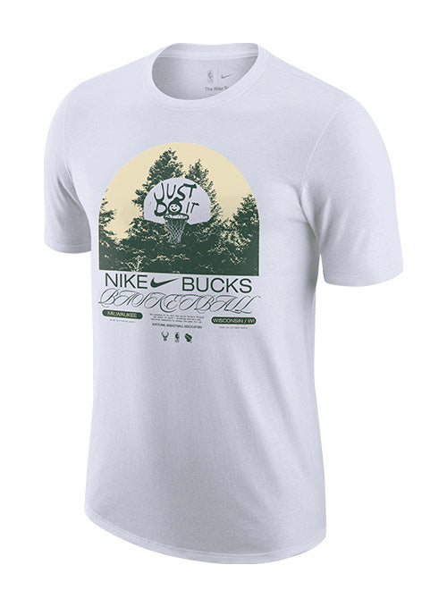 Men's Nike Max 90 1 Courtside White Milwaukee Bucks T-Shirt - Front View