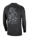 Nike Courtside Long-Sleeve Max 90 Black Milwaukee Bucks T-Shirt In Black - Back View