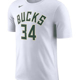 Nike 2022 Association Edition Giannis Antetokounmpo Milwaukee Bucks T-Shirt In White - Front View